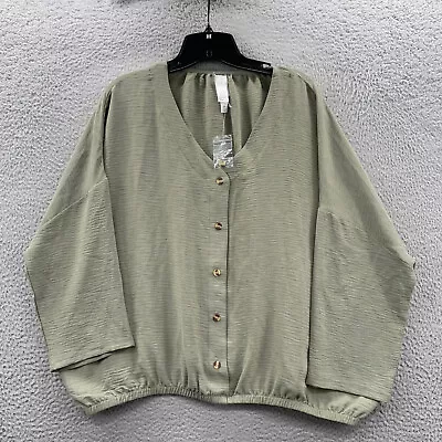 MARLA WYNNE Blouse Womens 1X Top 3/4 Sleeve Green Layers • $24.95