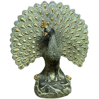 Bronze Peacock Animal Statue Decoration Home And Office Art Decoration • $121.25