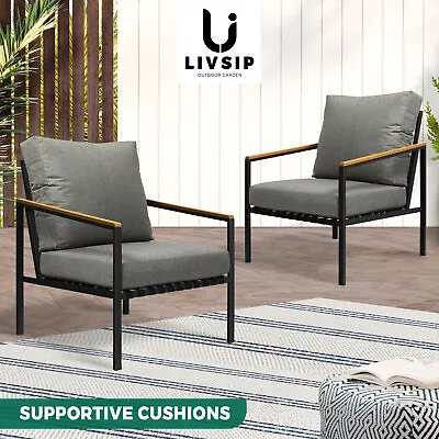 $249.90 • Buy Livsip Outdoor Lounge Dining Chairs Patio Furniture Lounge Setting Set Of 2