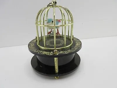 Vintage ANIMATRONIC Spun Cotton Dancing Twirling Bird Cage Hong Kong  MUSIC BOX • $49.45