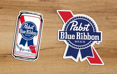 PBR Pabst Blue Ribbon Beer Premium Quality Vinyl 2 Sticker Pack Decal 3x2 • $8.49