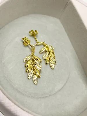 AUTHENTIC PANDORA 18k Gold Shine Pl Limited Edition Floating Grains Earrings • $150
