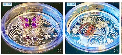 $2914.19 • Buy 1oz. Silver Coin-Bejeweled Bugs: Butterfly-Mintage:4,000, Ladybug-Mintage:3,000