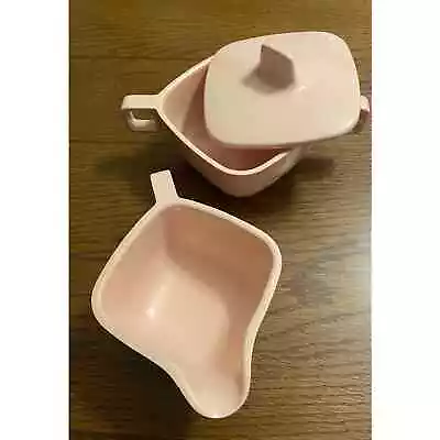 Vtg Brookpark Modern Design Melamine Melmac Pastel Pink Sugar & Creamer Retro • $6.85