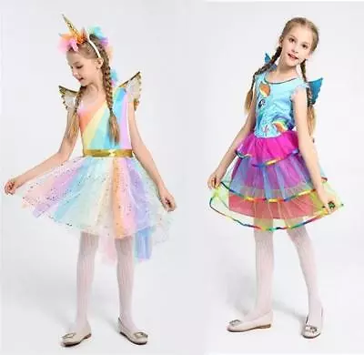 Deluxe Rainbow Dash My Little Pony Costume Unicorn Child Fancy Dress Outfit Girl • £8.39