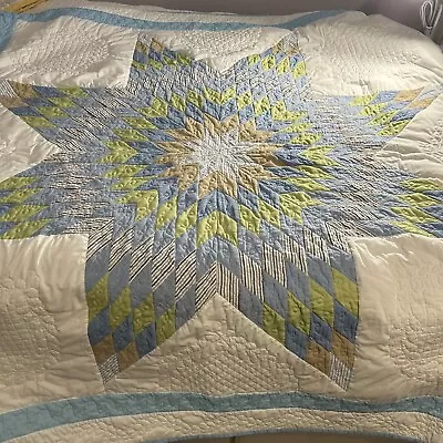 $55 • Buy Texas Lone Star Hand And Machine Stitched Cotton Patchwork Quilt 68” X 82”