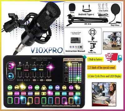 Microphone With Studio Recording Headphone Set Podcast Music Mixer Equipment Kit • $39.95