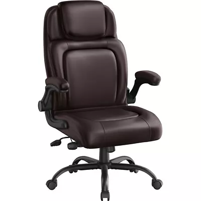 PU Leather Executive Office Chair With Flip-up Armrests Ergonomic Mid Back Chair • $87.99