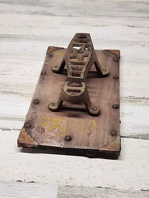 Antique Vintage Cast Iron Star Shoe Shine Stand Foot Rest Box Lid Only Wood • $34.99
