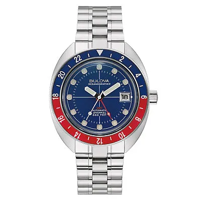 Bulova Men's Watch Automatic Gmt Blue/Red Oceanographer 96B405 • $1267.11