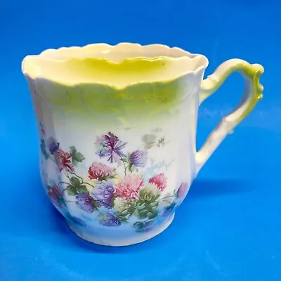 ANT Victorian Porcelain Scuttle Mustache Shaving Mug Cup Purple Pink Floral READ • $8.99
