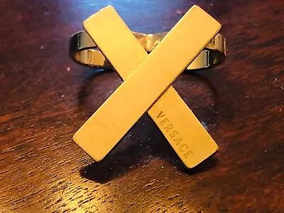 Gold Tone Versace Double Finger “X” Ring  Approx. Sz 7 Adjustable • $169