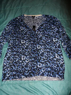 ~Talbots Womens Blue Button Up Cardigan Sweater Size XL Pure Italian Merino Wool • $20