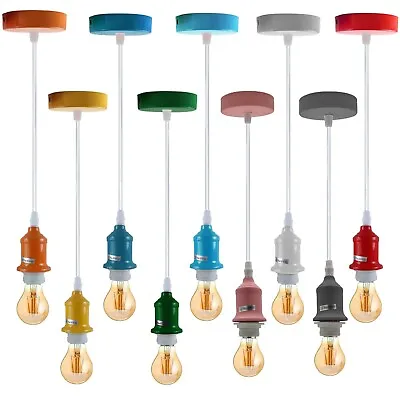 E27 Ceiling Pendant Light Vintage Industrial Lamp Bulb Holder Hanging Retro Lamp • £9.89