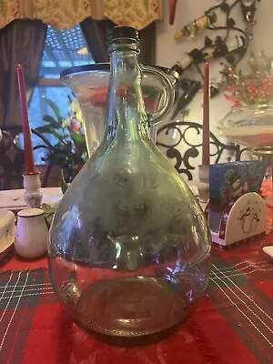 Vintage Green Glass Gallon Wine Jug With Cap • $21.95