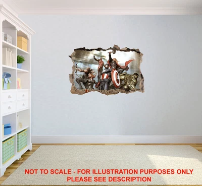 £3.49 • Buy Marvel Avengers Poster Kids Wall Sticker Decal Door Boy Girl Nursery Childrens