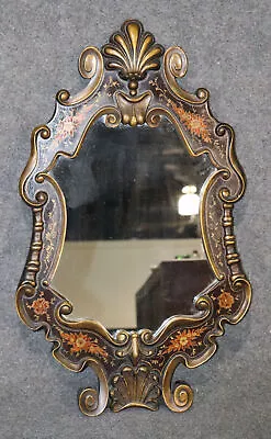 Hand-Paint Decorated Gilded Venetian Italian Wall Mirror Circa 1940 • $805.50