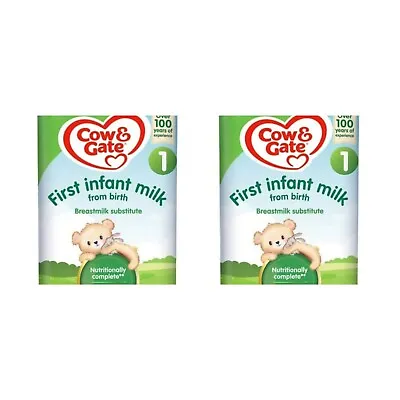 2 X Cow & Gate 1 First Infant Baby Milk Powder Formula - Birth 0-12 Months 800g • £32.99