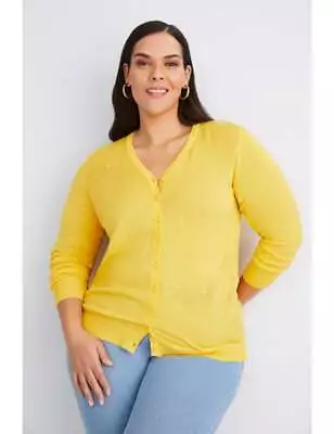 SARA - Plus Size Womens Jumper - Regular Winter Cardigan Cardi - Yellow Sweater • $16.90