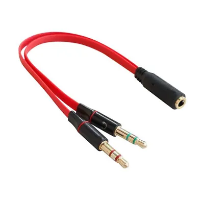 3.5mm AUX Headphone Mic Coupler Cable 4 Pole Female TO 2 X 3 Pole Male Splitter • £2.90