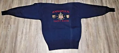 Vintage Annapolis Yacht Races Oarsman Blue Knit Sweater Size Medium • $39.19