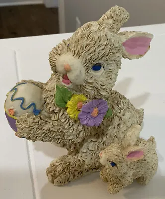 Vtg K”s Collection Resin Easter Bunny Decorated Egg Flowers Baby Rabbit Figurine • $20