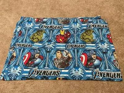 MARVEL AVENGERS Twin Flat Top Sheet Thor Hulk Iron Man Captain America Blue • $14.99