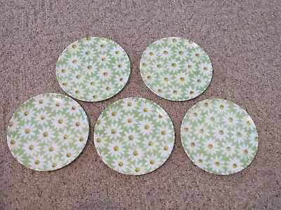 Zak Designs Melamine 8  Plates Green With White Daisies Set Of FIVE USED • $22