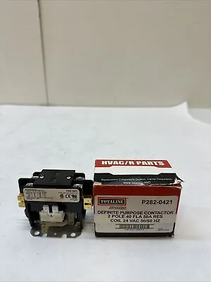 Totaline Definite Purpose Contactor 2 Pole 40 FLA 50A Res Coil P282-0421 NEW!!! • $12.99