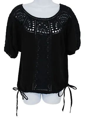 Anthropologie Vanessa Virginia Blouse Womens Size Small Side Tie Lace Bohemian • $22.49