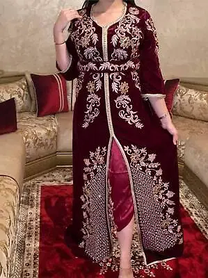 New Dubai Moroccan Kaftan Abaya Embroidered Takchita Wedding Gown Women Dresses • $174.99