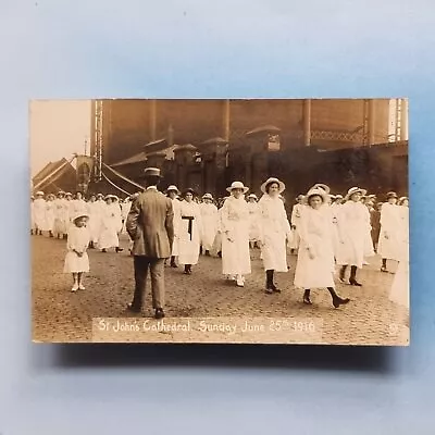 Salford Postcard C1910 Real Photo St Johns Parade Gasometer Gtr Manchester • £24.95