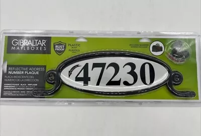 Gibraltar Mailboxe Reflective Address Number Plaque Plastic Black Oval New • $23.97