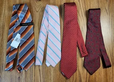 Lot Of 4 Geoffrey Beene Dress Suit Ties Pink/Red/Burgundy/Orange • $18.89