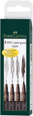 Faber Castell Artist Pitt Drawing Pens Wallet Set Of 4 Pens. SEPIA (SFMB)  • £10.99