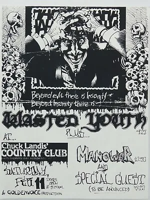 $14.95 • Buy Wasted Youth Manowar Evening Of Insanity The Country Club La Punk Concert Poster