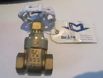 Milwaukee Valve 667 Ultra Pure Up667 3/8  Gate Valve 3-8 In Low Lead Brass NWT • $44.74