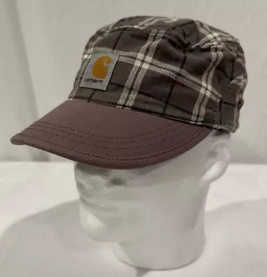 Carhartt Brown Plaid Military Style Cadet Hat Cap Adjustable Strap • $24.95