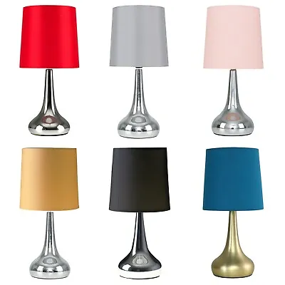 2 X Touch Table Lamps 34cm Dimmable Dimmer Bedside Lights Living Room LED Bulb • £15.99
