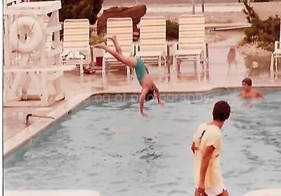 POOL GIRL Vintage FOUND PHOTOGRAPH Color ORIGINAL Snapshot 311 42 H • $12.40