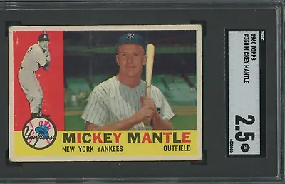 $419.99 • Buy Mickey Mantle 1960 Topps #350 ** SGC 2.5 ** Just Graded - Centered 50/50 !