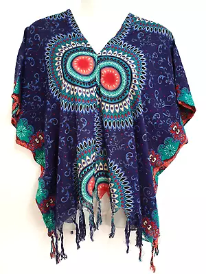 New Women Kaftan Poncho Tunic Top Blouse Summer Boho Beach Cover Bohemian TP • $12.84