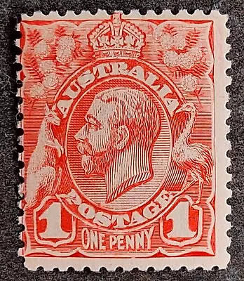 1913 Australia 1d Pale Rose Red Engraved KGV Stamp P11 No WMK MVLH • $5.50