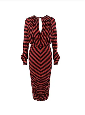 £1950 • Buy Alexander McQueen Horn Of Plenty Black Red Striped Dress NWT 38 6