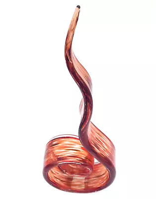 Murano Style Art Glass Sculpture Abstract Red Gold Ribbon Swirled Glass 12  • $67.89