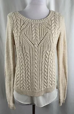 Anthropologie Moth Womens Pullover Top Ivory Faux Layer Cotton  Small • $19.99