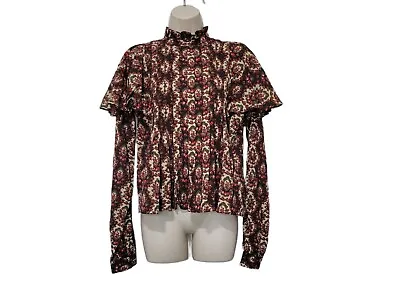 ByTiMo Wallpaper Blouse Top Victorian Floral Print Tunic Red Green Women's XS • $136.77