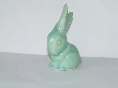 1930's - 40's Shawnee Miniature Mini Pottery Auqa Green 4  Bunny Rabbit Figurine • $16.95