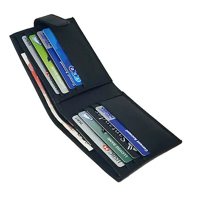£6.95 • Buy Gents Wallet 100% Leather RFID SAFE Contactless Card Blocking ID Protection BB34
