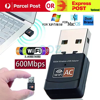 Dual Band 600Mbps USB WiFi Wireless Dongle AC600 Lan Network Adapter 2.4GHz 5GHz • $9.38